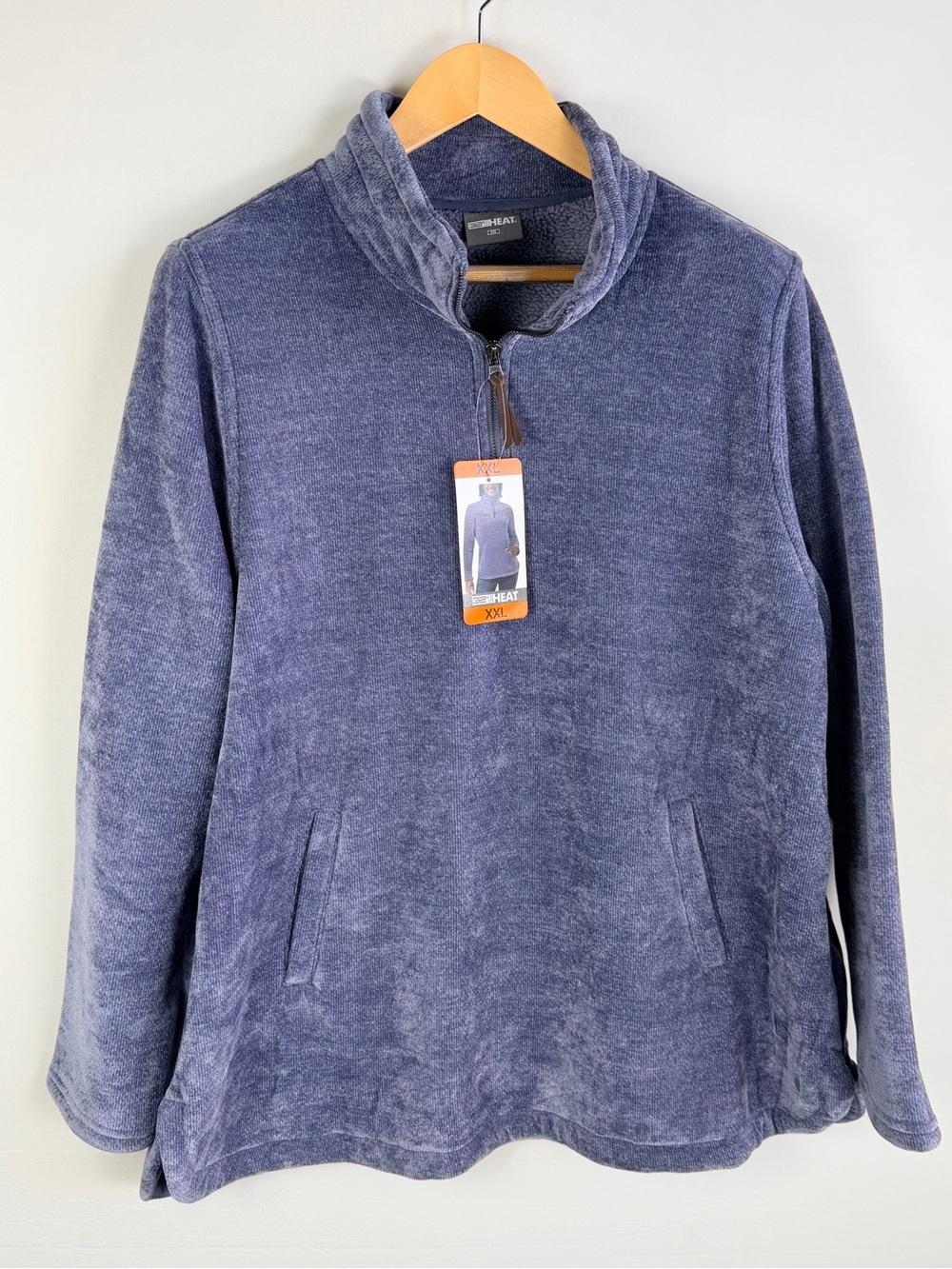 32 Degrees Heat Blue Sherpa Lined Quarter Zip Pullover Size XXL NWT